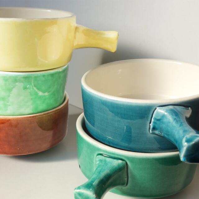 ヴィンテージ陶器ワンハンドルボウル