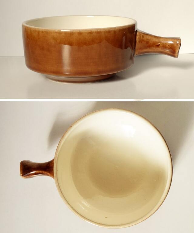 陶器ボウル持ち手付き　ブラウン