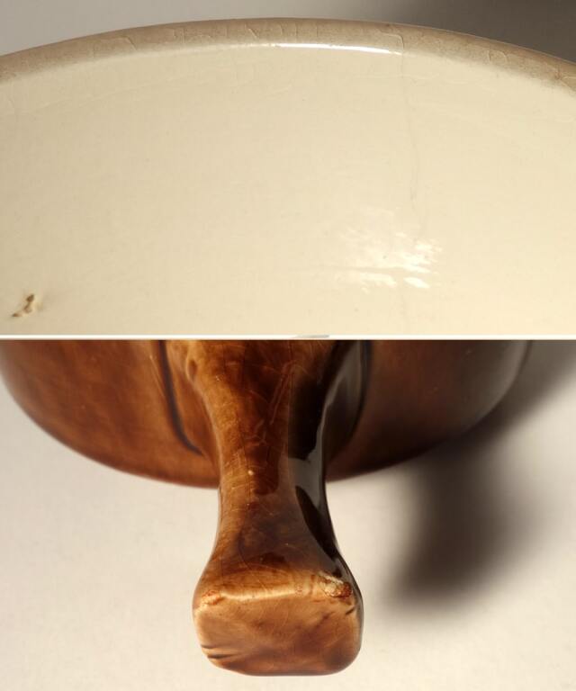 ヴィンテージ陶器ボウル茶色　状態