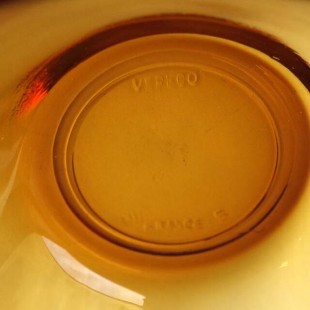 骨董　時代　希少金赤ガラス　取手付き　プレス調　アイスクリームコップ　ウラン② 骨董 時代 希少金赤ガラス 取手付き プレス調 アイスクリーム