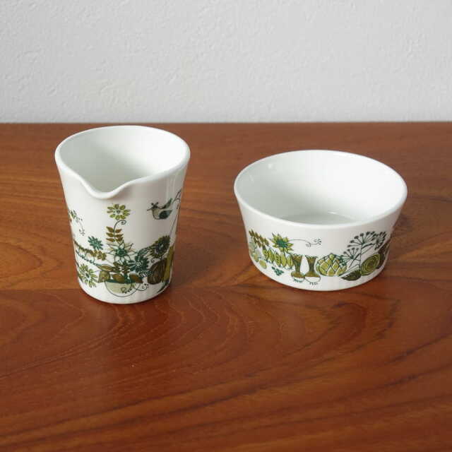 北欧ヴィンテージ陶器ミルクポットとボウル