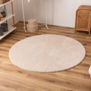 ふわふわ円形ラグマット150cm(色:WH/GY) ay0089