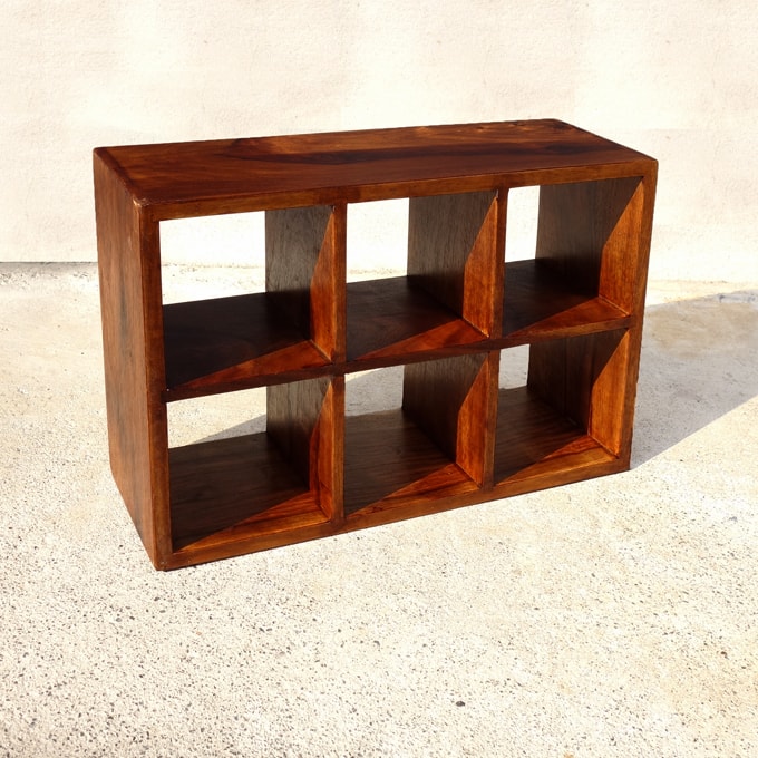 無垢材ミニCDラック ダークブラウン