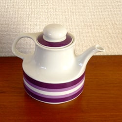 ビンテージ陶器ティーポット　ボーダー