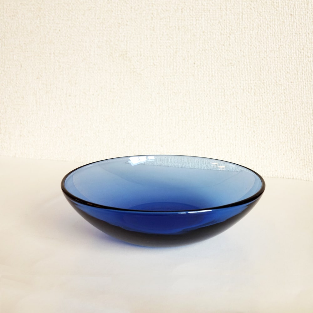 北欧ビンテージ青ガラスボウル