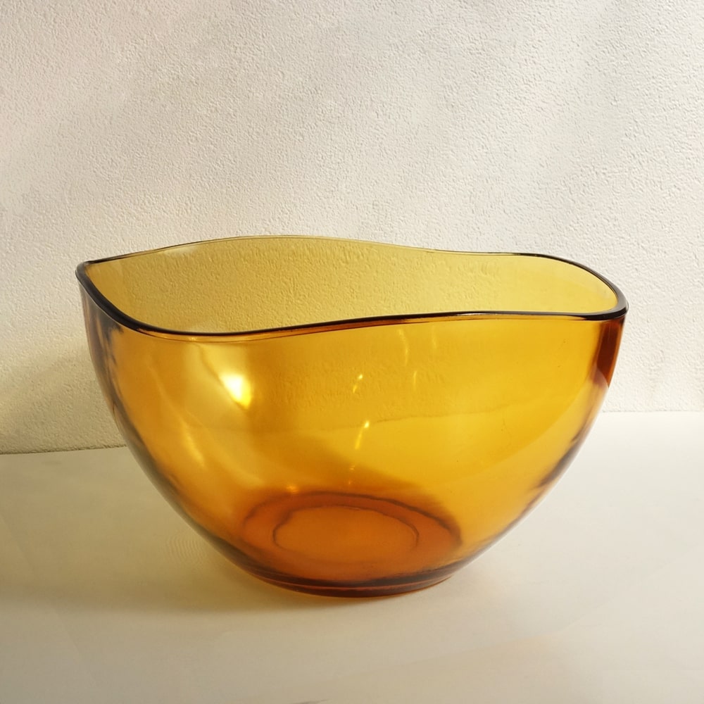 ビンテージ・アンバーガラスボウルL