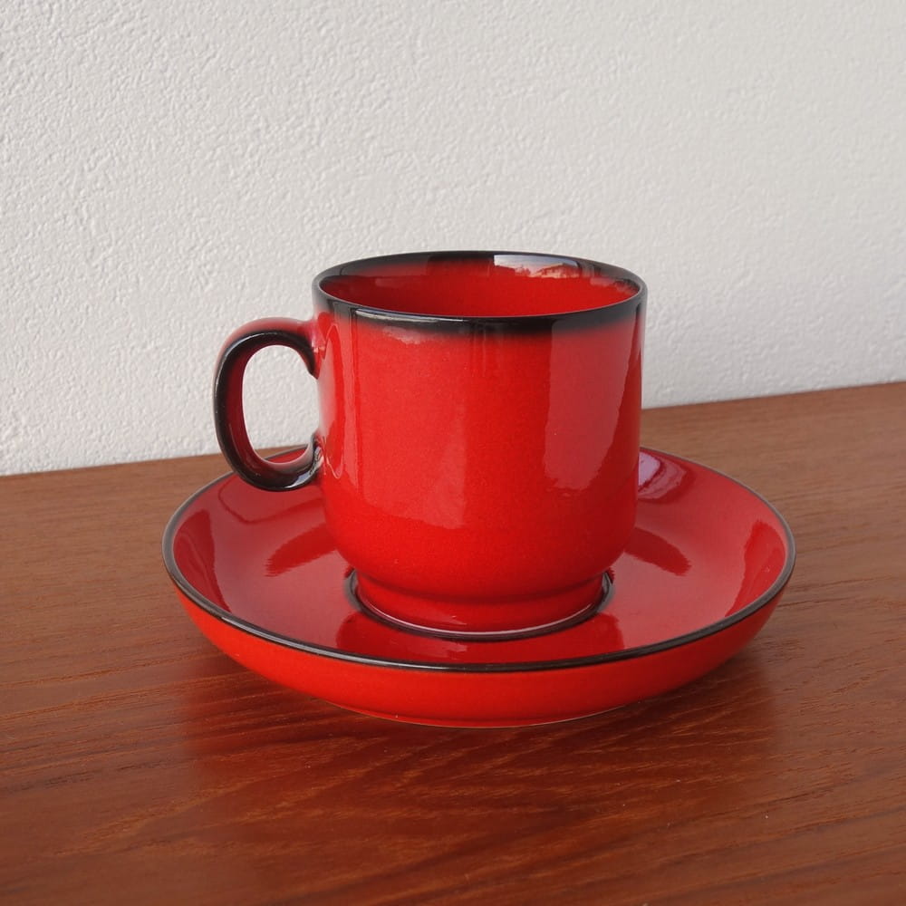 ドイツ製ビンテージ陶器カップ＆ソーサー赤