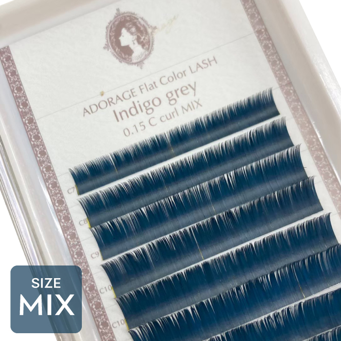 【インディゴグレー】フラットラッシュ0.15mm/長さMIXシート7mm～15mm