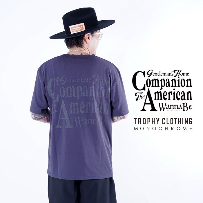 【LIMITED ITEM】TROPHY CLOTHING×AMERICAN WANNABE「"MONOCHROME" COMPANION LOGO PC TEE / CHARCOAL」ロゴS/S Tシャツ