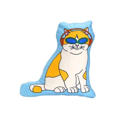 MIDORI KOMATSU ミドリコマツ / 「The Enjoy C&D Club Cushion "Cat / Blue"」 キャットクッション
