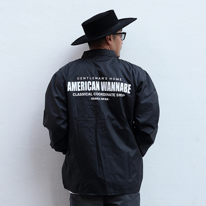 AMERICAN WANNABE/アメリカンワナビー「SHOP LOGO  COACH JACKET / BLACK」コーチジャケット