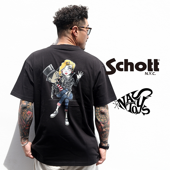 【限定】Schott×NASTOYS「FAMILY S/S TEE / BLACK」ファミリーS/S Tシャツ