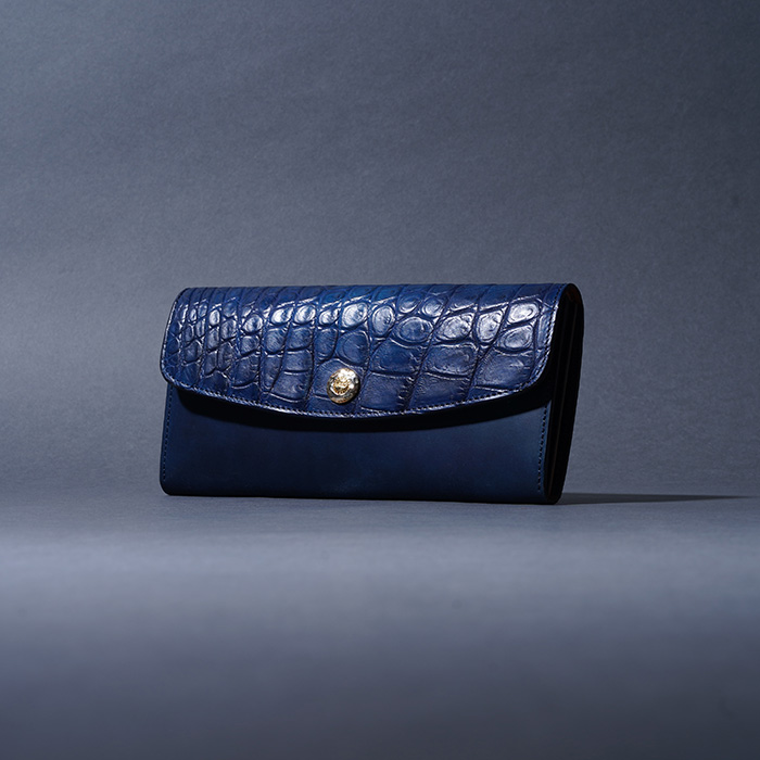 MOTO / モト「LW2 CROCODILE×CORDOVAN LONG WALLET / NAVY」ヌメクロコ×コードバンロングウォレット