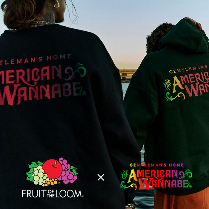 FRUIT OF THE LOOM × AMERICAN WANNABE「SIGNBOARD LOGO SWEAT SHIRT / BLACK」コラボレーションデザインスウェットシャツ