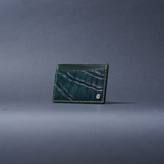 MOTO / モト「CA5 CROCODILE×BELGIUM TAN LEATHER CARD CASE / GREEN」クロコダイル×ベルギーヌメレザー カートケース