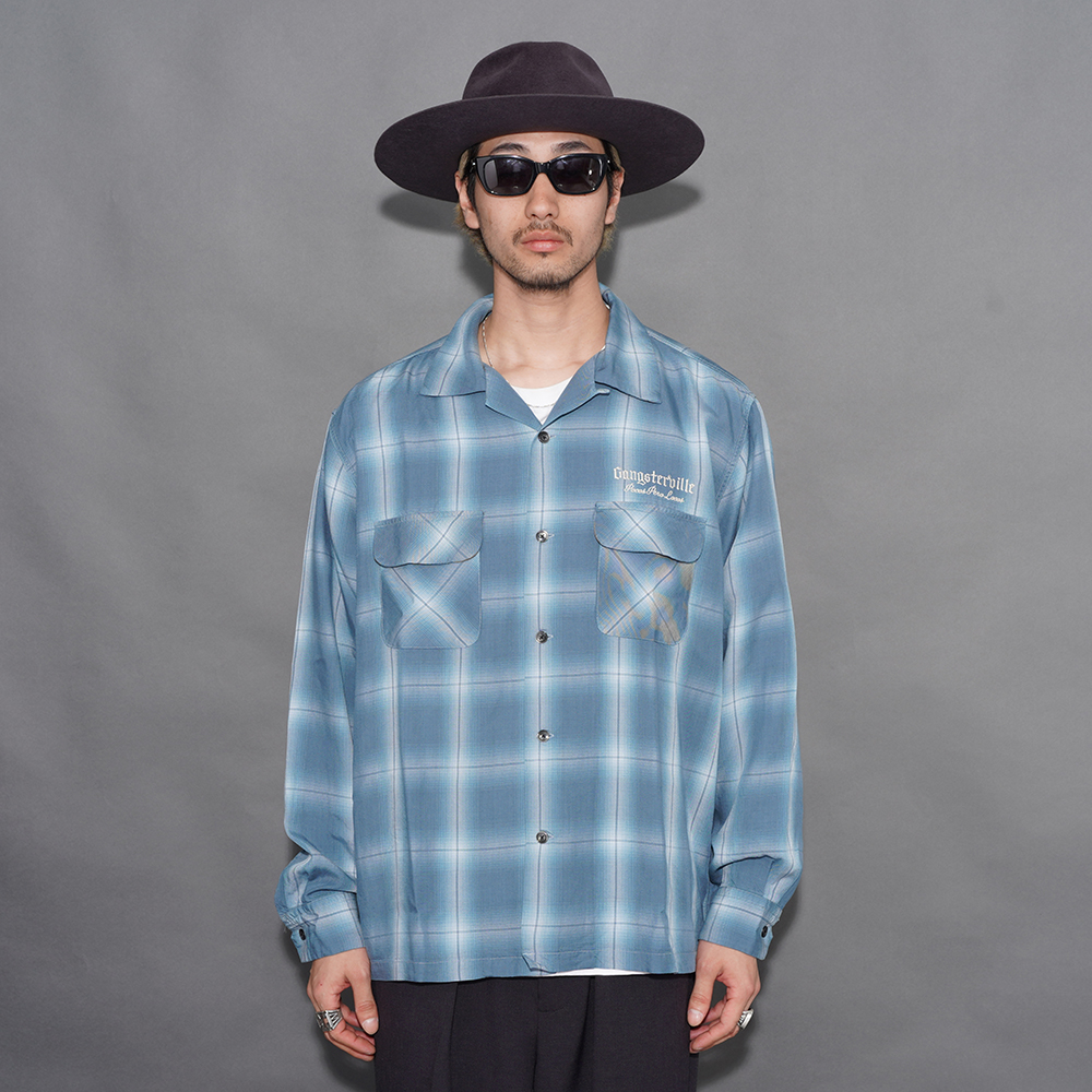 GANGSTERVILLE/ギャングスタービル「LOCOS - L/S SHIRTS / BLUE」テンセルチェックL/Sシャツ