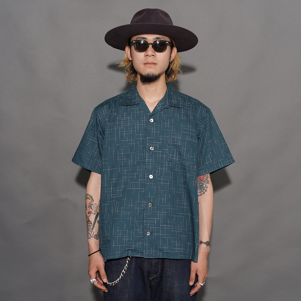 TROPHY CLOTHING/トロフィークロージング「Atomic Hawaiian S/S Shirt / GREEN」カスリブロードコットンS/Sシャツ