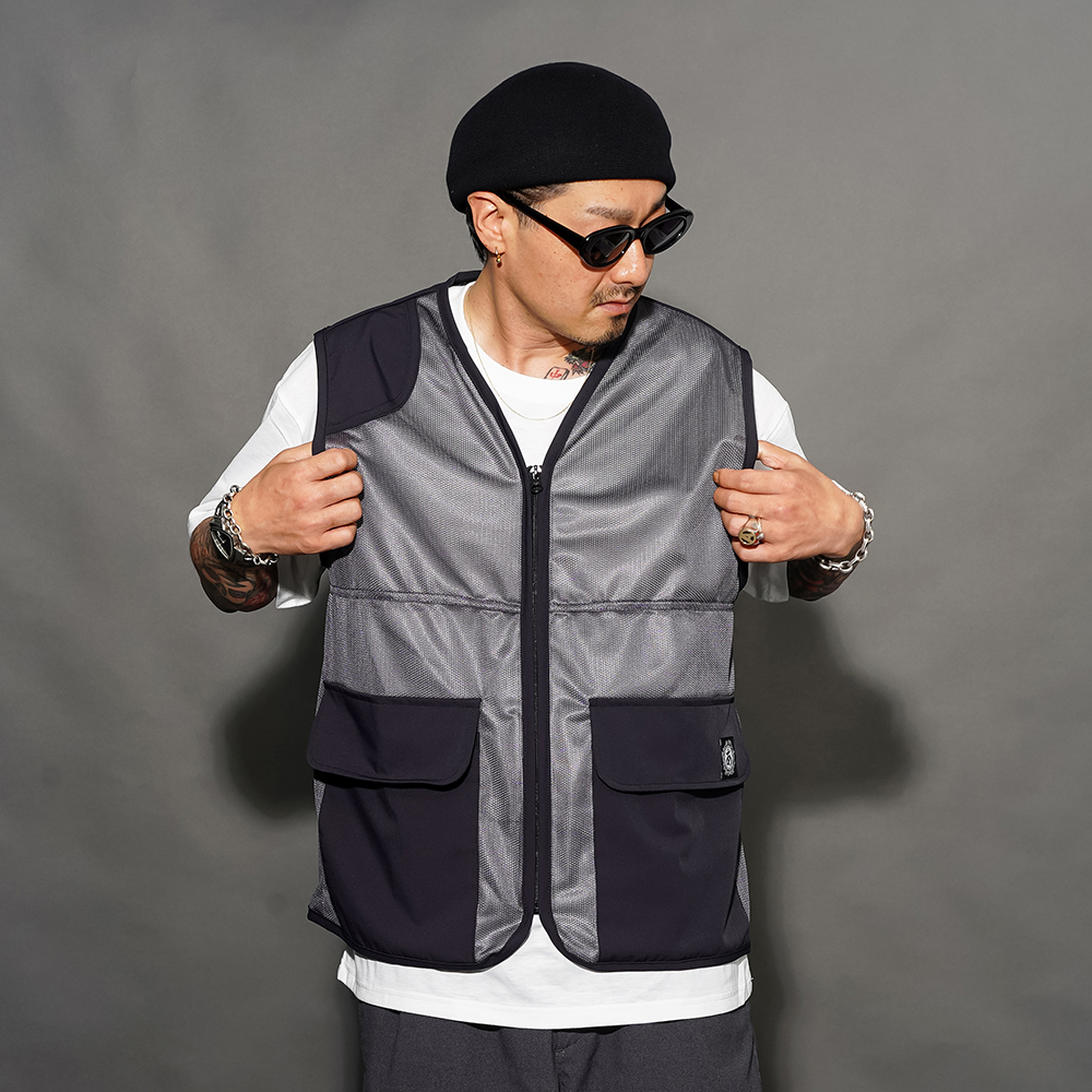 THE AMERICAN WANNABE/アメリカンワナビー「MESH HUNTING VEST / BLACK」メッシュハンティングベスト