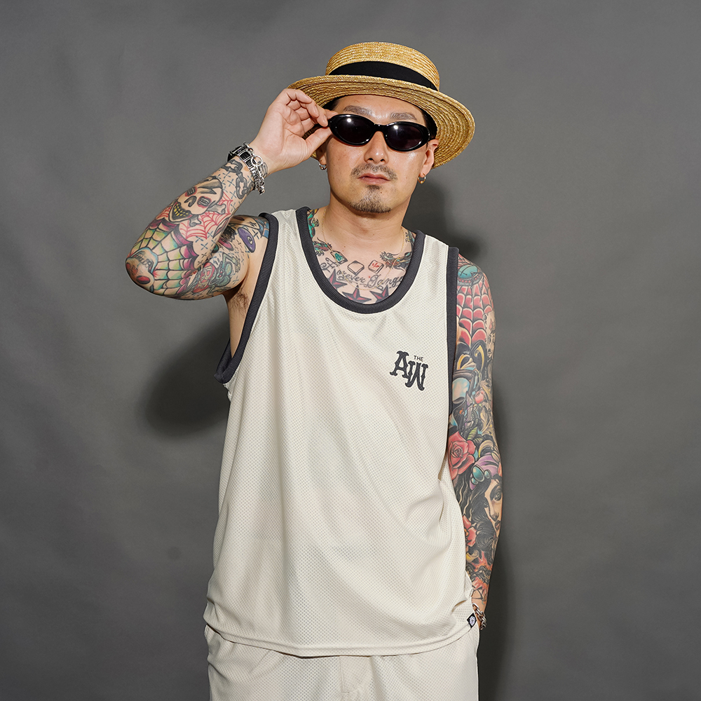THE AMERICAN WANNABE/アメリカンワナビー「MESH TANK TOP / CREAM」メッシュタンクトップ