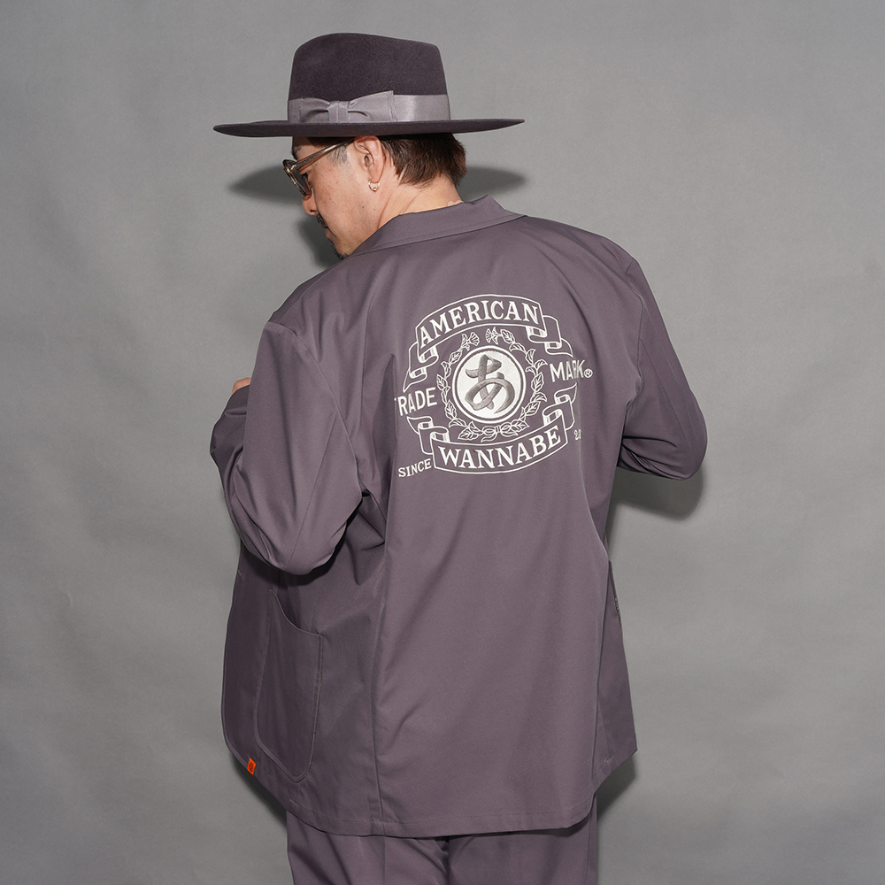 AMERICAN WANNABE/アメリカンワナビー「TRADE MARK EMBROIDERED BLAZER / GRAY」エンブロイドトレードマークブレザー