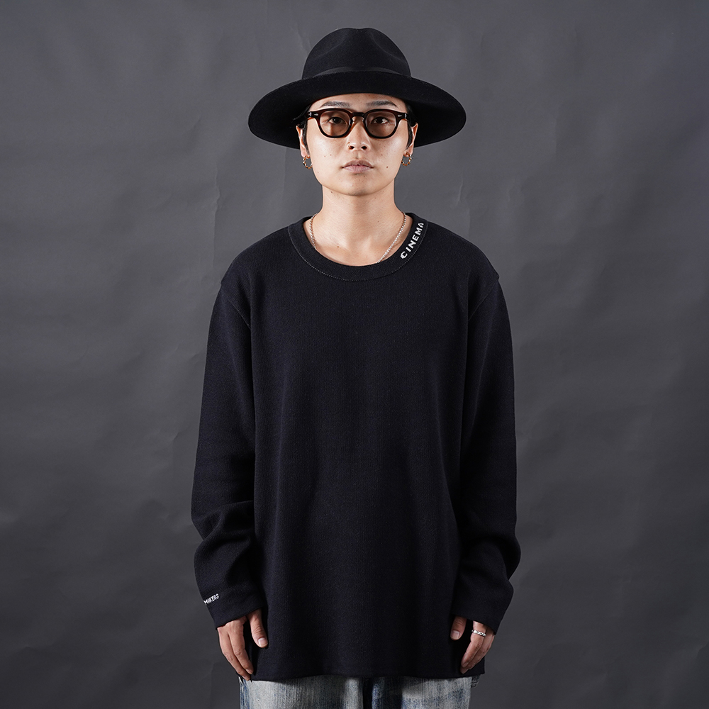 PORTER CLASSIC / ポータークラシック「GINZA FILM MAKERS KNIT CREWNECK / BLACK」クルーネックコットンニット