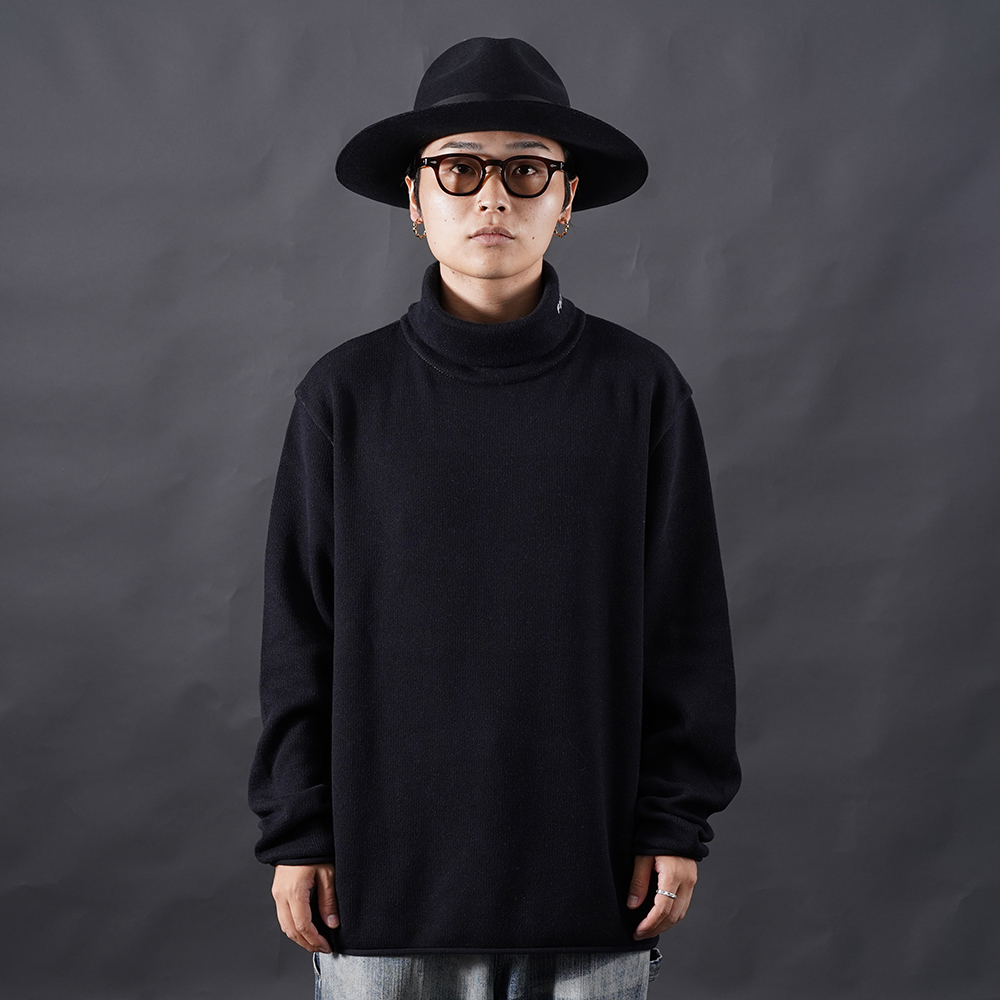 PORTER CLASSIC / ポータークラシック「GINZA FILM MAKERS KNIT TURTLENECK / BLACK」タートルネックコットンニット
