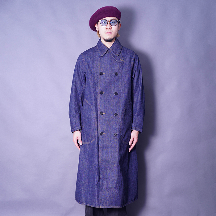 最終値下げ、超激レア‼️旧警察コート BSFJ-25404 /「1930s Hitman Coat / Dark Indigo」ロングコート