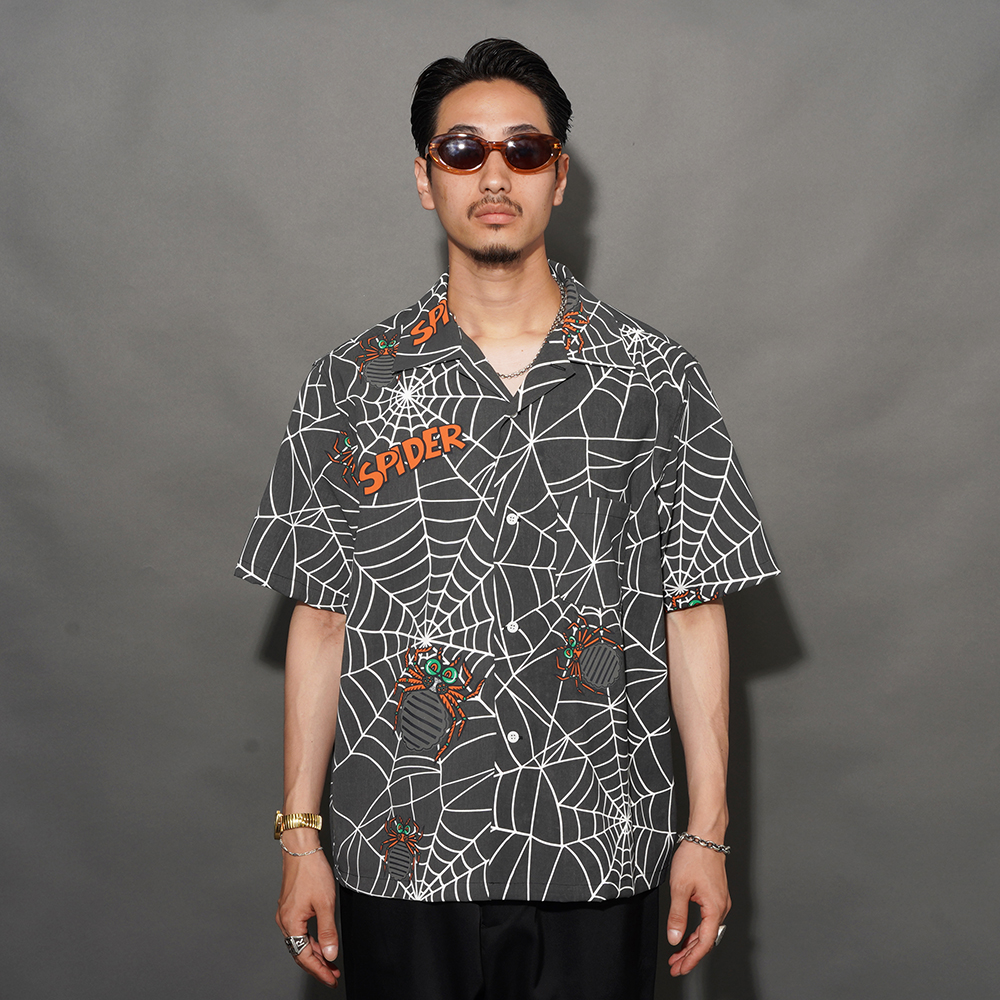 WEIRDO/ウィアード「SPIDER - S/S SHIRTS / BLACK」オリジナルポリエステル生地S/Sシャツ