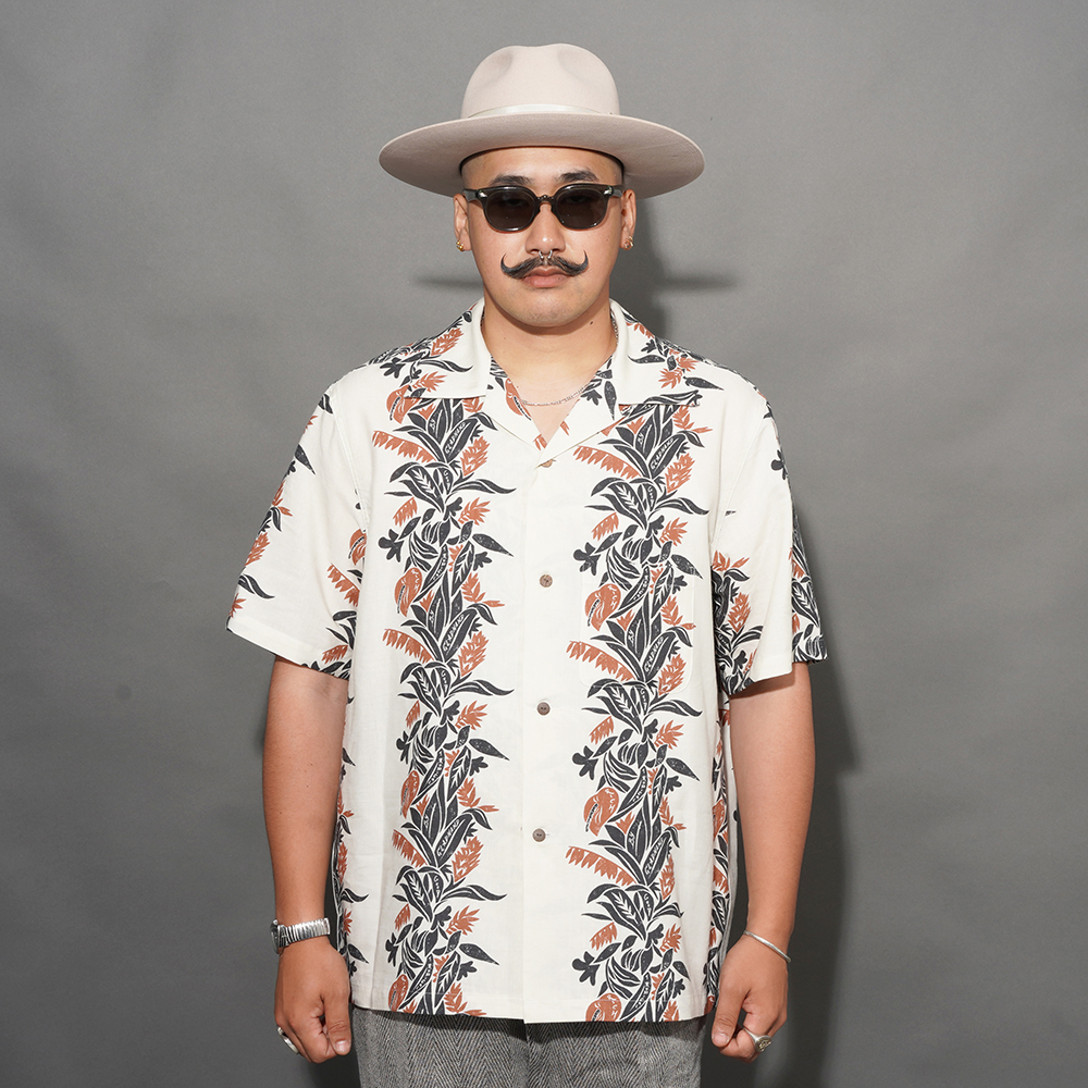 BY GLAD HAND/バイグラッドハンド「TROPICAL - S/S HAWAIIAN SHIRT / WHITE」オリジナルレーヨンリネン生地アロハS/Sシャツ