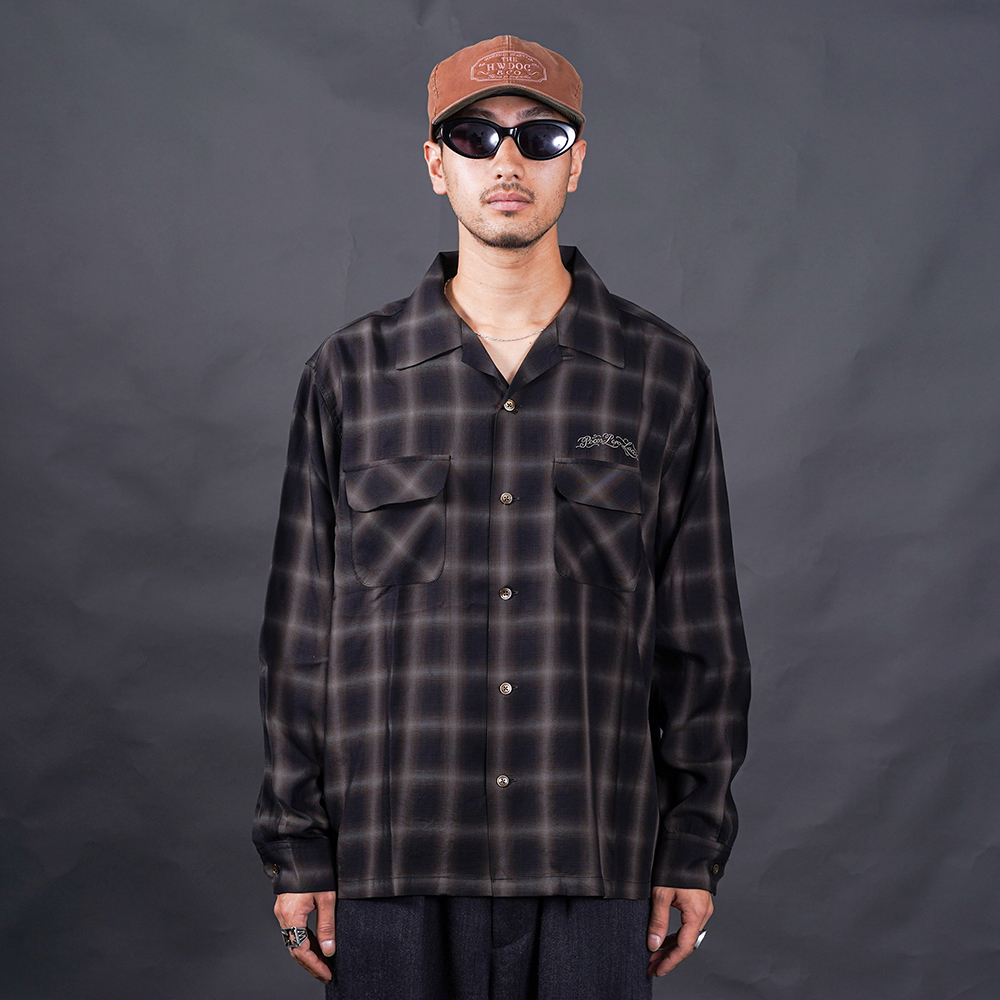 GANGSTERVILLE/ギャングスタービル「LOCOS - L/S CHECK SHIRTS / BLACK」テンセルオンブレーチェック長袖シャツ