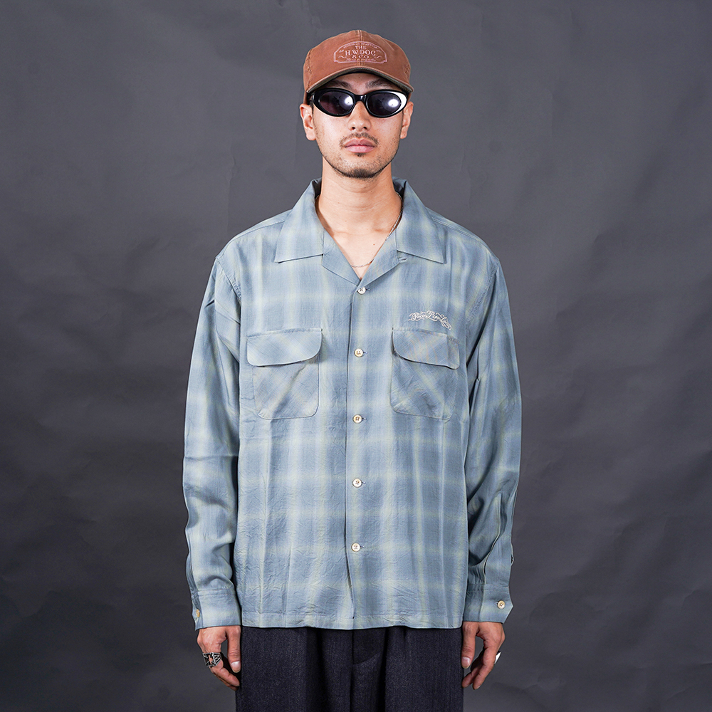 GANGSTERVILLE/ギャングスタービル「LOCOS - L/S CHECK SHIRTS / BLUE」テンセルオンブレーチェック長袖シャツ