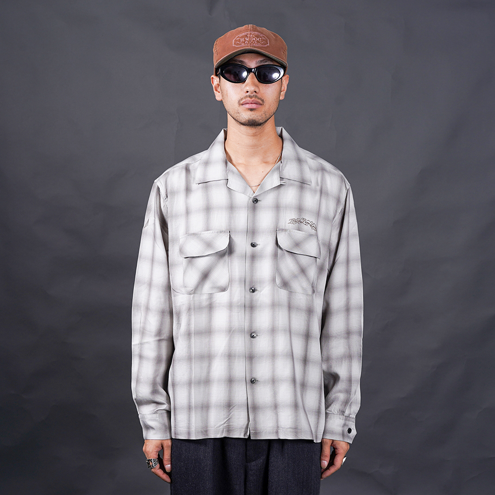 GANGSTERVILLE/ギャングスタービル「LOCOS - L/S CHECK SHIRTS / GRAY」テンセルオンブレーチェック長袖シャツ