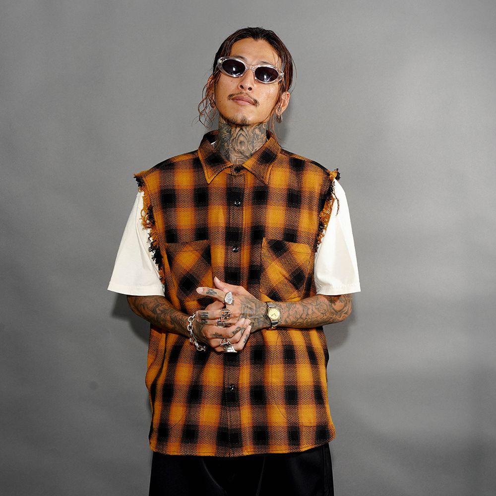 NASTOYS/ナストイズ「CutOff Sleeveless SHIRTS / YELLOW」カットオフシャツ