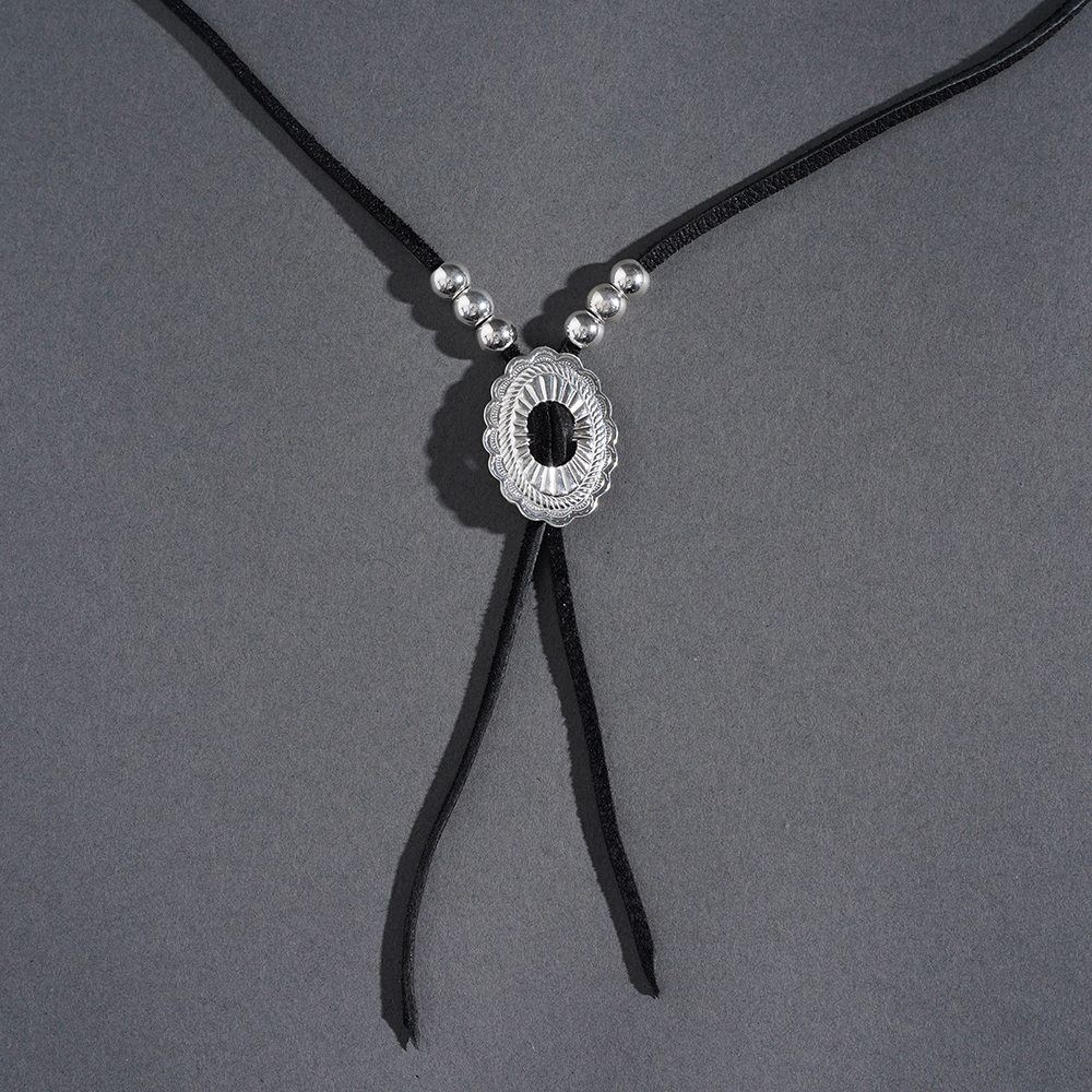 WORN CRAFT / ウォーンクラフト「925 SILVER CONCHO LEATHER NECKLACE」レザーネックレス