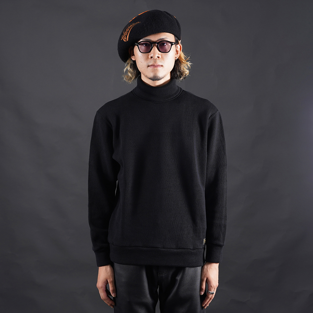 TROPHY CLOTHING/トロフィークロージング「Naval High Neck L/S Tee / BLACK」コットンニットハイネックL/S Tシャツ