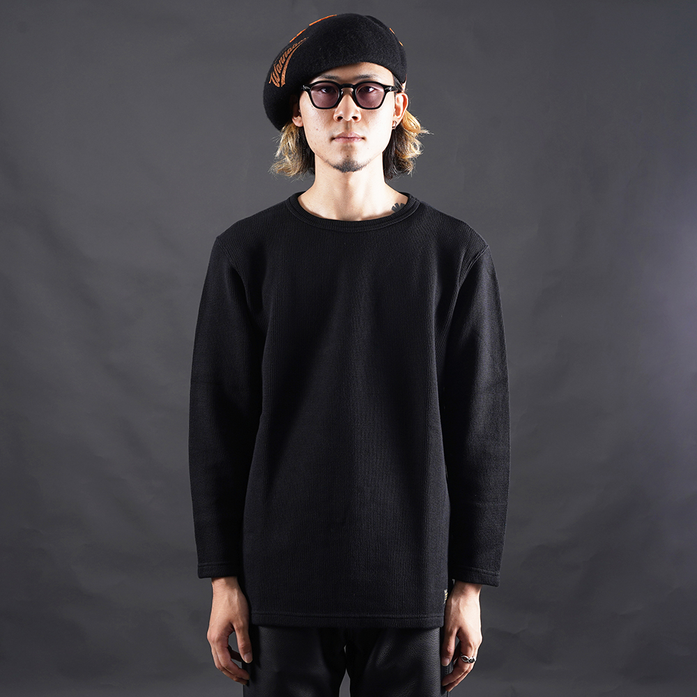 TROPHY CLOTHING/トロフィークロージング「Naval L/S Tee / BLACK」コットンニットクルーL/S Tシャツ