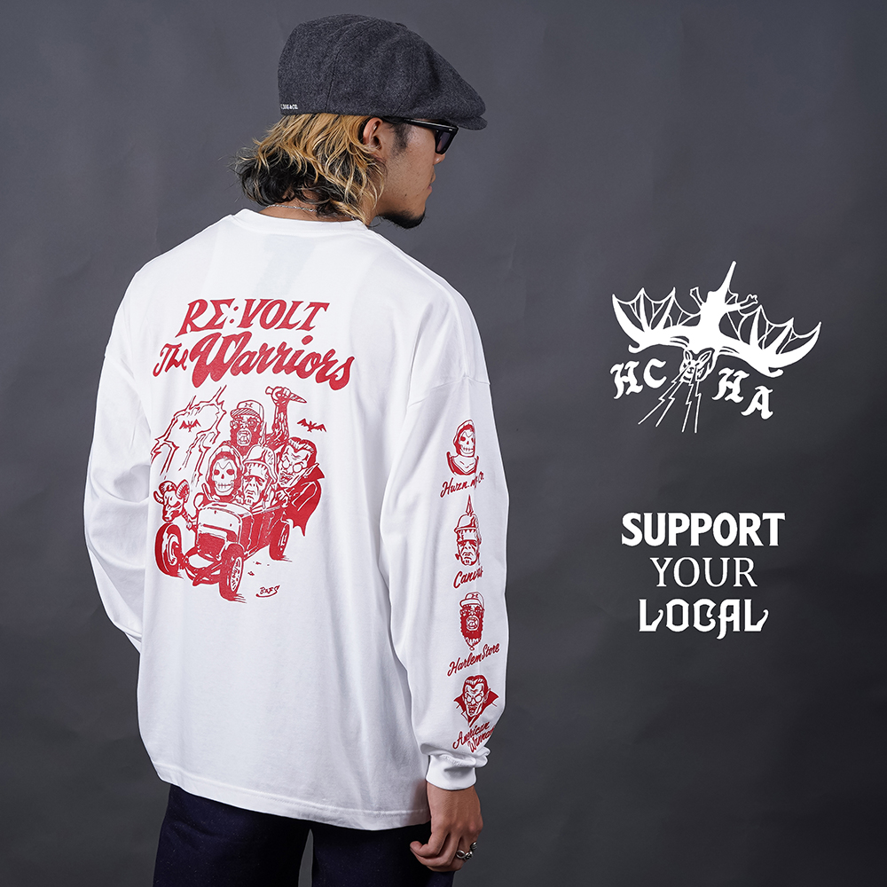 【LIMITED ITEM】HWZN.MFG.Co.×CANVAS×HARLEM STORE×THE AMERICAN WANNABE 「HCHA MONSTER L/S Tee shirts」長袖Tシャツ