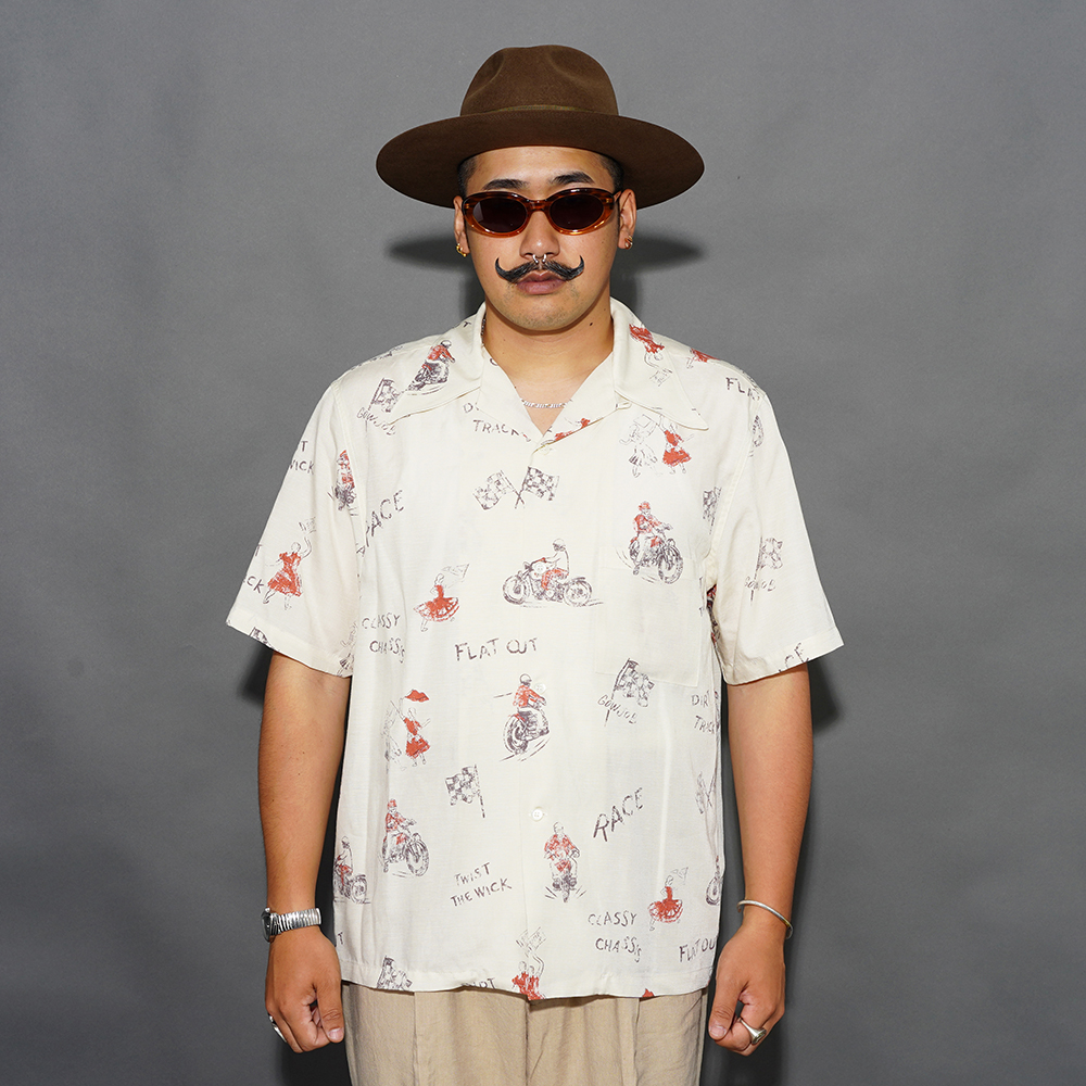 OLD CROW/オールドクロー「Spirit of 101- S/S SHIRTS / IVORY」オリジナルレーヨンリネンS/Sシャツ