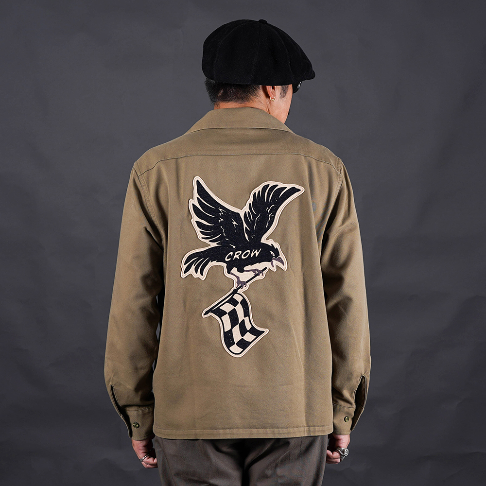 OLD CROW/オールドクロー「THE RACING CROW - L/S WORK SHIRTS / KHAKI」長袖ワークシャツ