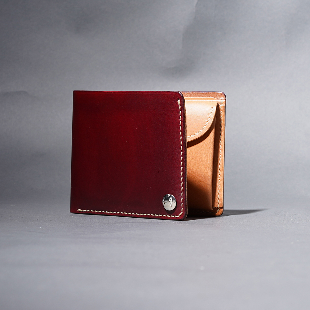 MOTO / モト「W1D HAND-DYED SHORT WALLET  / BURGUNDY」手染めショートウォレット