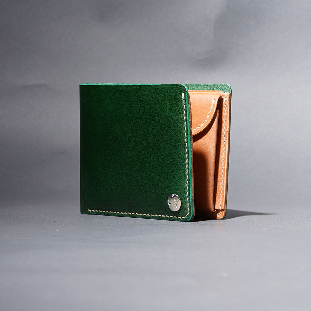 MOTO / モト「W1D HAND-DYED SHORT WALLET  / GREEN」手染めショートウォレット