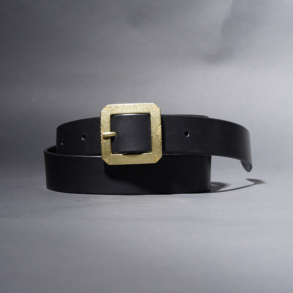 MOTO / モト「LEATHER BELT / BLACK」真鍮製バックルレザーベルト