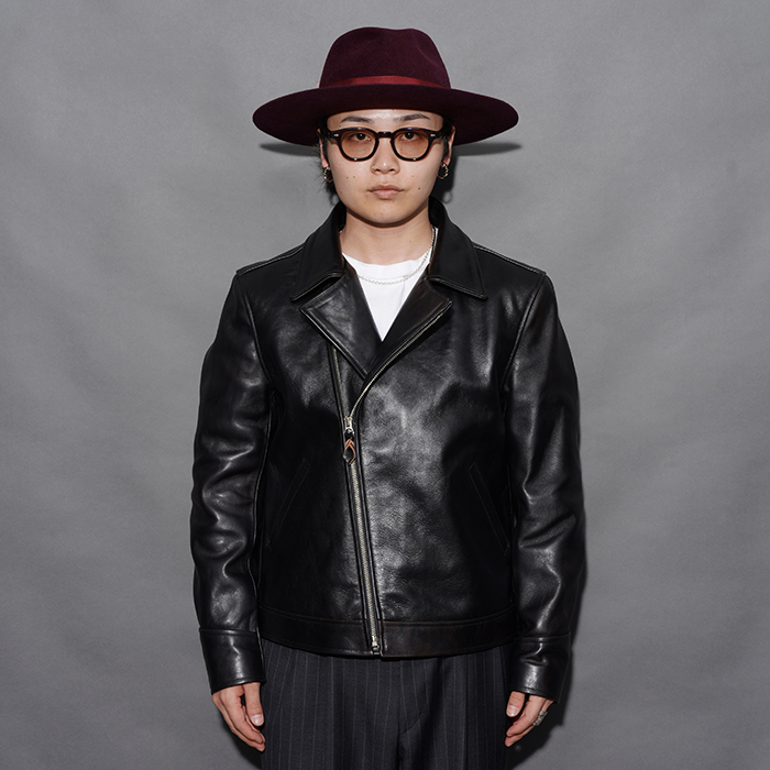 MOTOR / モーター「ITALIAN HORSE FRONT DOUBLE SPORTS JACKET  / BLACK」イタリアンホースレザー ダブルタイプスポーツジャケット