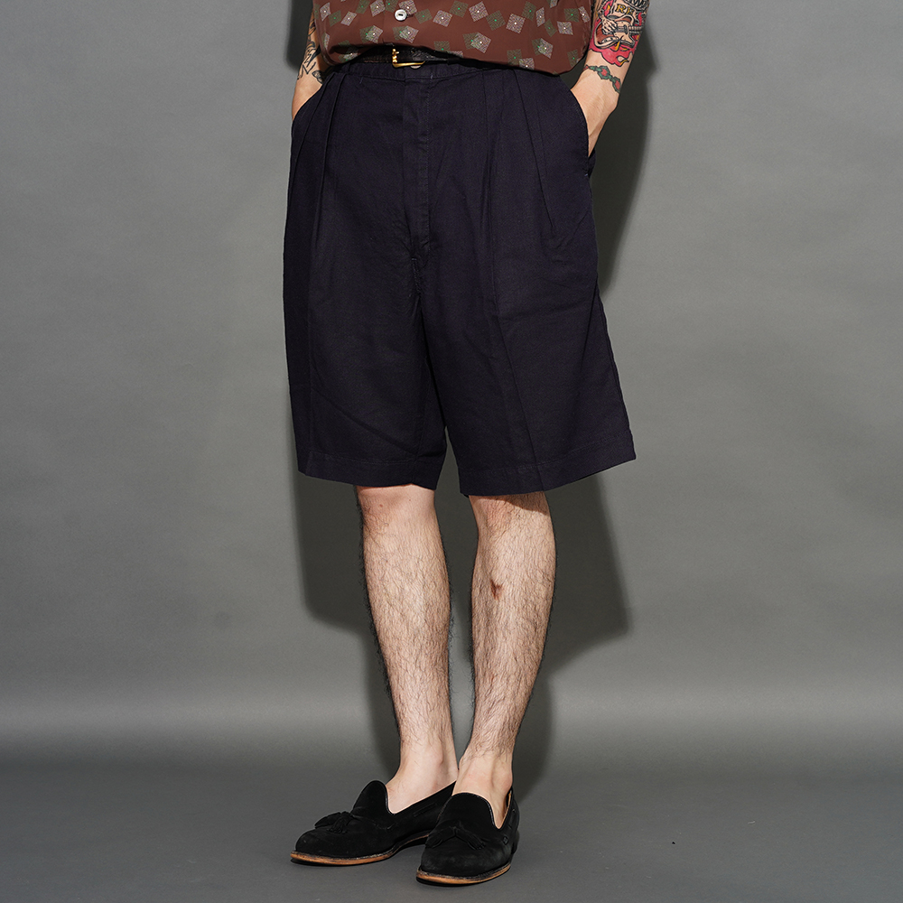 TROPHY CLOTHING/トロフィークロージング「Havana 2 Pleats Shorts / NAVY」ショートパンツ