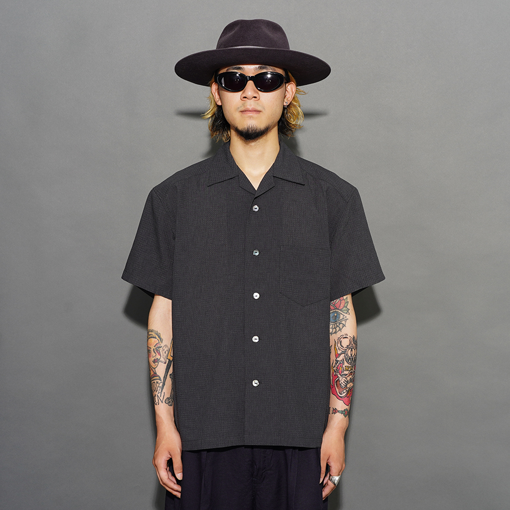 TROPHY CLOTHING/トロフィークロージング「"MONOCHROME" Utility S/S Shirt / CHARCOAL」シャドーギンガムチェックS/Sシャツ