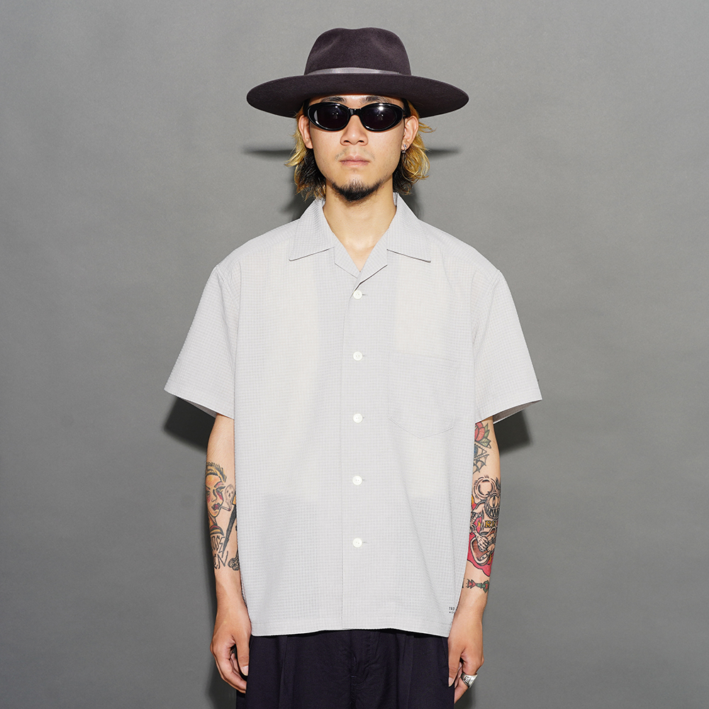 TROPHY CLOTHING/トロフィークロージング「"MONOCHROME" Utility S/S Shirt / WHITE」シャドーギンガムチェックS/Sシャツ