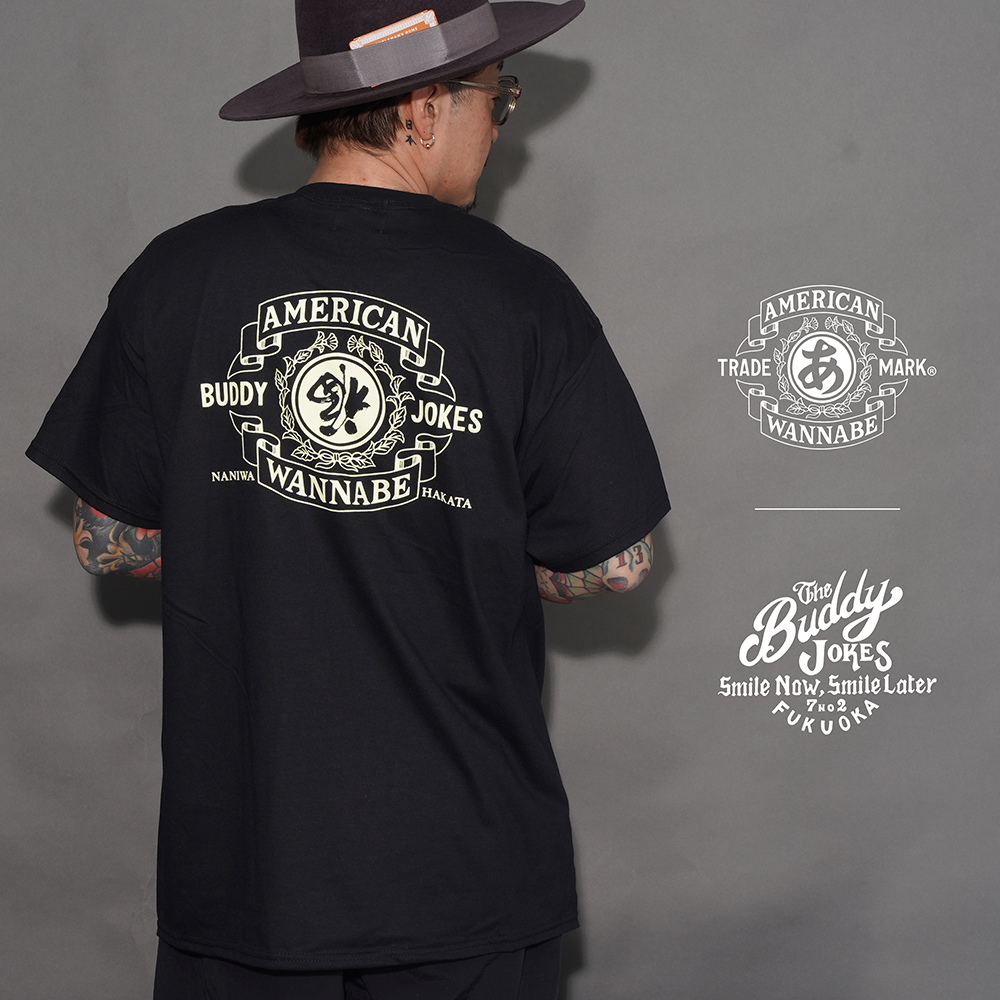 【LIMITED ITEM】BUDDY JOKES×AMERICAN WANNABE「 BW TRADE MARK S/S TEE / BLACK」S/S Tシャツ