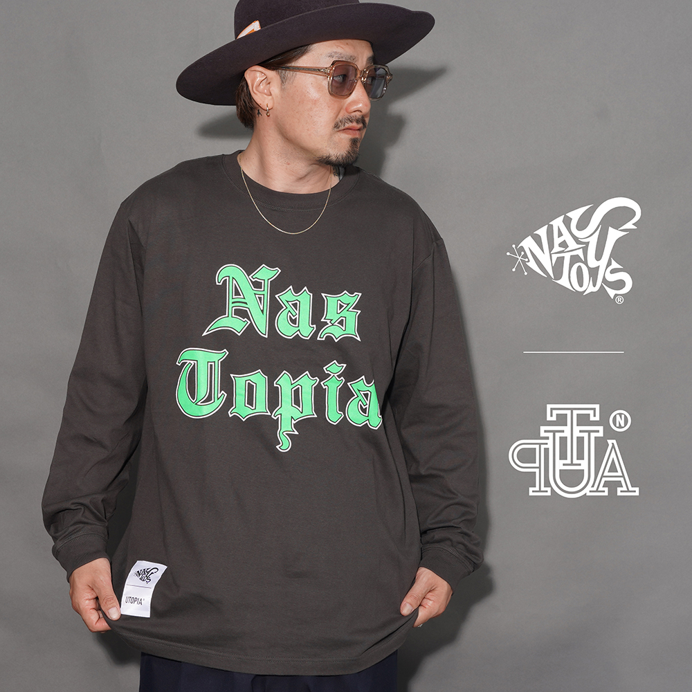 【LIMITED ITEM】UTOPIA×NASTOYS「 Nastopia 1st LOGO L/S TEE / CHARCOAL」L/S Tシャツ