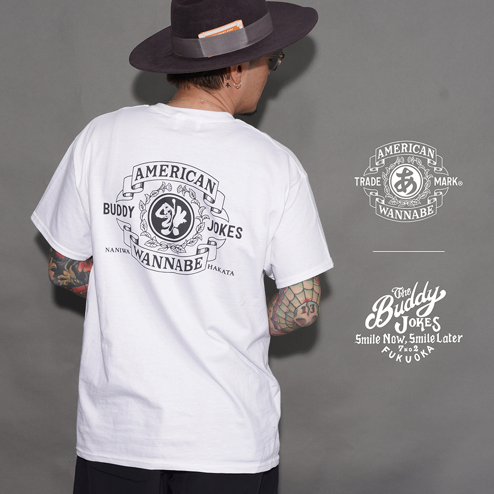 【LIMITED ITEM】BUDDY JOKES×AMERICAN WANNABE「 BW TRADE MARK S/S TEE / WHITE」S/S Tシャツ
