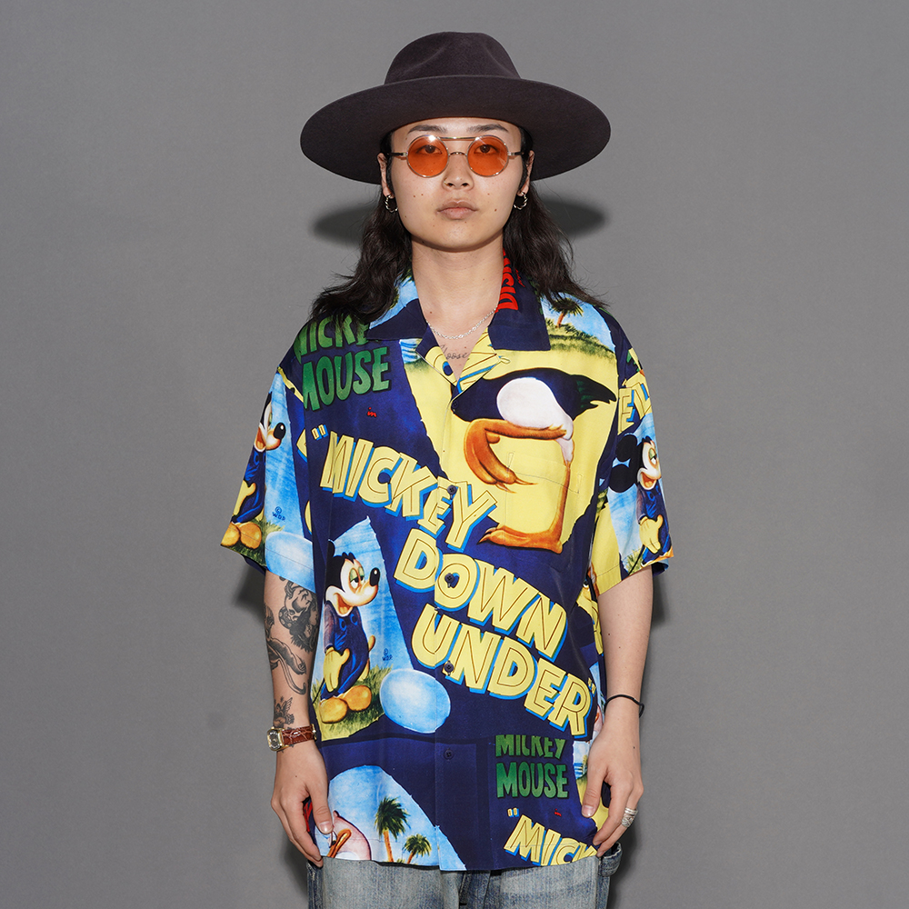 PORTER CLASSIC / ポータークラシック「DISNEY VP / PC ALOHA COLLECTION ALOHA SHIRT / MICKEY & BIRD / NAVY」ディズニーアロハS/Sシャツ